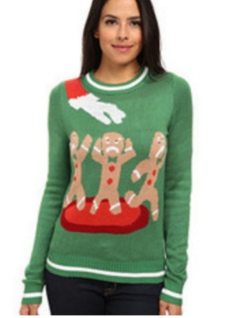 Tipsy Elves Gingerbread Man Ugly Christmas Sweater Womenโs SZ S in Green Red